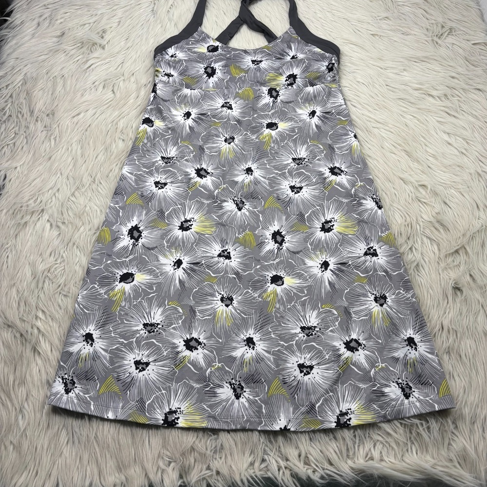 Patagonia Women's M Gray Yellow Floral Morning Glory Athletic Dress Shelf Bra - Picture 2 of 8